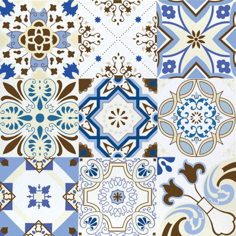 壹德壹系列 地中海小花砖仿古瓷砖餐厅彩砖蓝色复古墙砖个性地砖600 600 600 浅蓝色图片 高清实拍图 苏宁易购