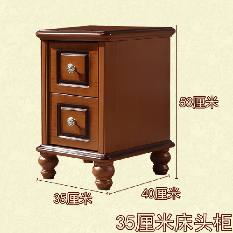 美式乡村迷你小户型窄20\25\30\35\40\45\50厘米欧式小简欧床头柜_24 35厘米浅胡桃色美式床头柜
