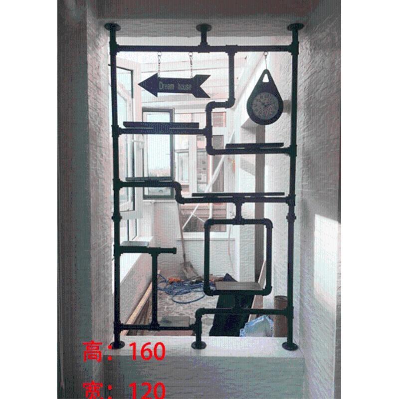 淮木铁艺创意美式餐厅复古落地置物架工业风家用玄关隔断镂空客厅屏风_8 款式10