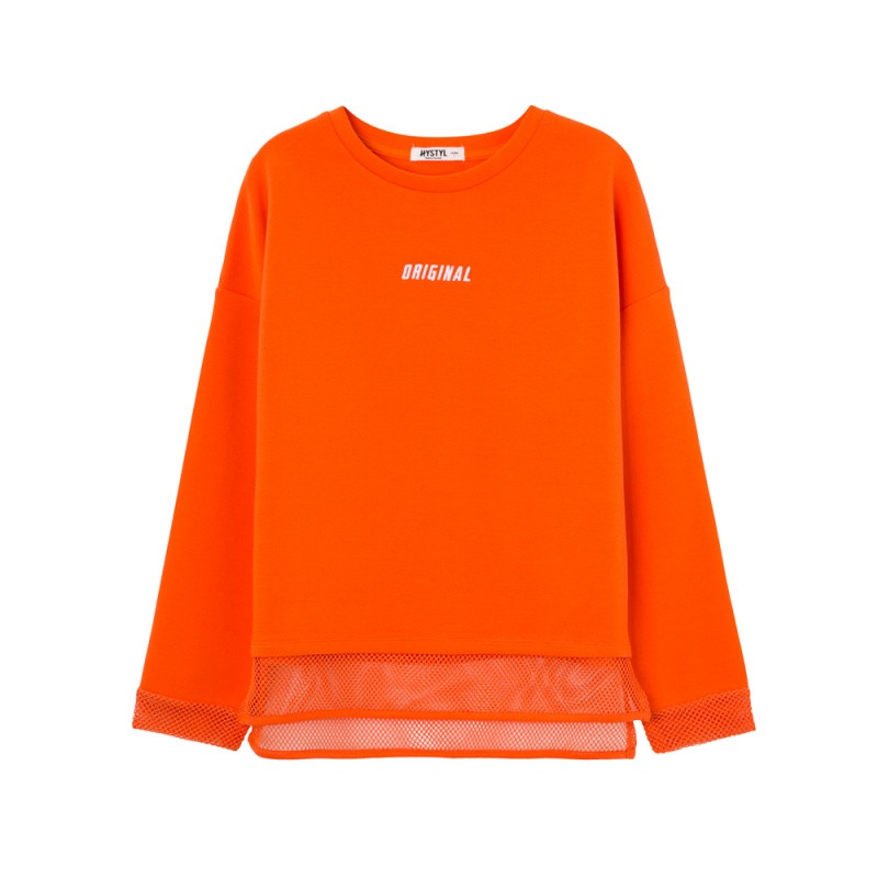 美特斯邦威卫衣女士春装圆领套头打底衫720579商场同款 175/96A/XXL 红橘80
