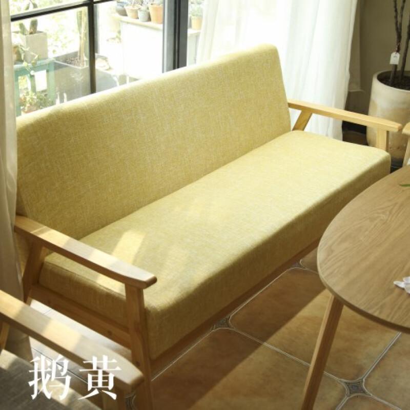 淮木西餐咖啡厅甜品奶茶店洽谈桌椅组合简约休闲双人卡座办公室布沙双人一组1桌2椅_5 柔黄色常规三人