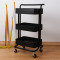 三层拉斯克厨房推车置物架小推车置物架移动带轮收纳美容车小家用_10 黑色有把手