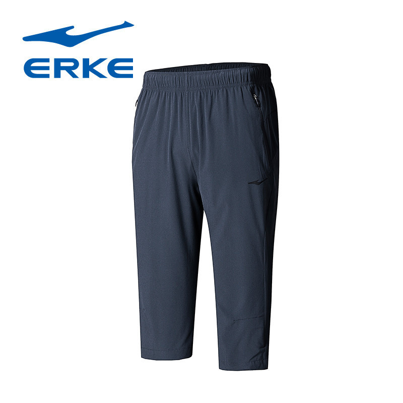 鸿星尔克（erke）针织2018夏季男款舒适透气运动裤七分裤11218254363 XL 青瓦灰