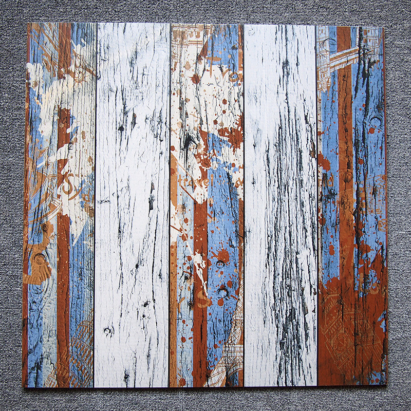 美式复古个性木纹仿古砖600x600客厅阳台地砖厨房卫生间涂鸦瓷砖 600*600 6939