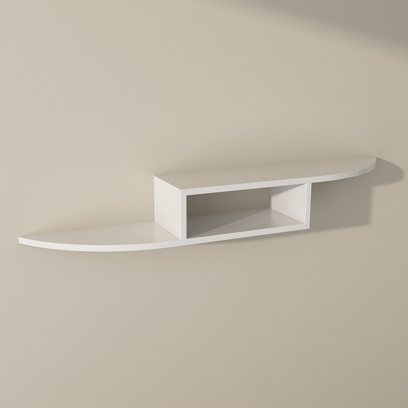 实木机顶盒墙壁挂架墙上置物架子免打孔客厅隔板路由器电视柜卧室_7 白色