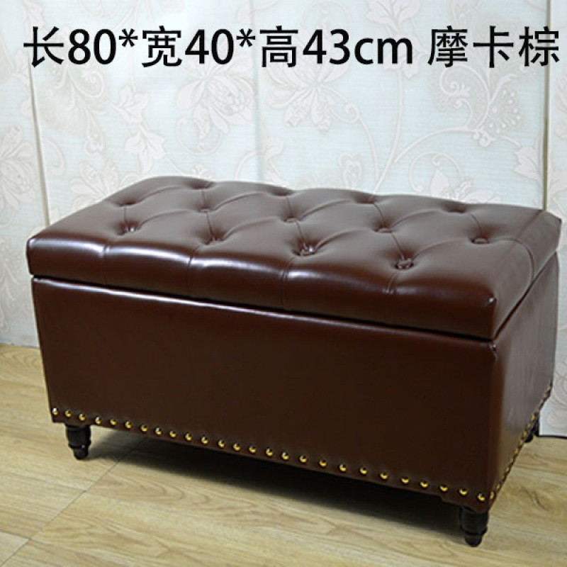 欧式门口换鞋凳鞋柜储物凳试鞋凳服装店沙发床尾凳实木试衣间凳子_7 80*40*43摩卡棕