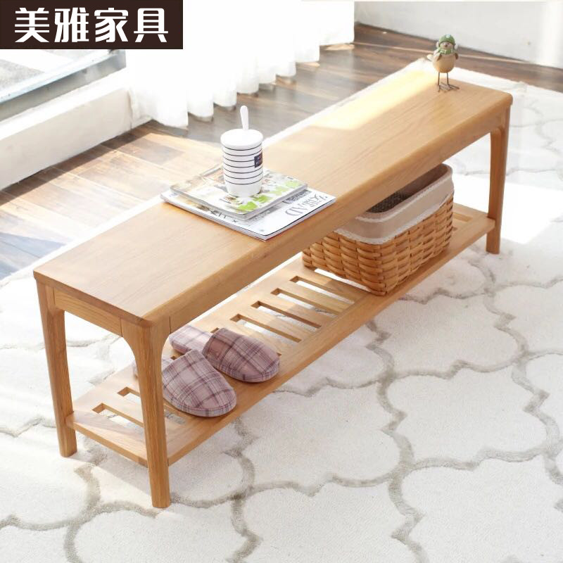 日式纯实木长凳长条凳床尾凳换鞋凳简约现代餐厅家具餐凳_12 65公分长原木色