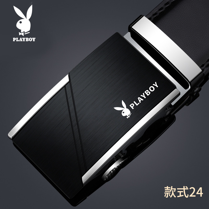 花花公子男士皮带真皮自动扣腰带韩版潮休闲青年商务牛皮裤带礼盒_QHJ68 统一尺码 款式24