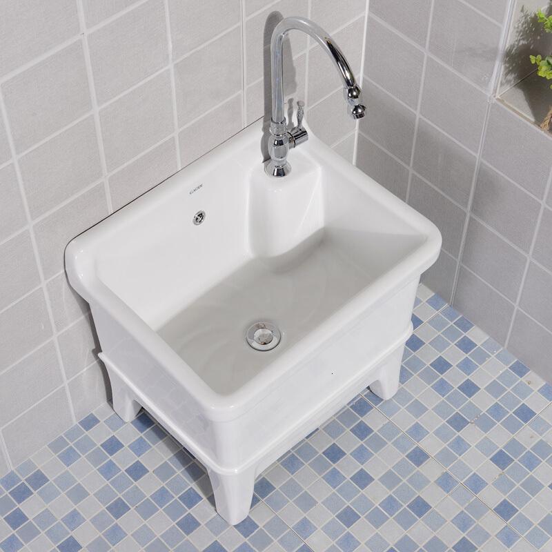 大码拖把池台控阳台拖布池宾馆饭店庭院家用陶瓷墩布池自动下水器_2_4 310手动下水不带龙头暂缺货慎拍