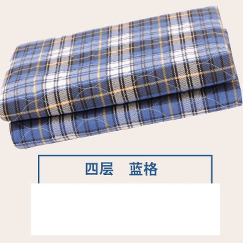 婴幼儿隔尿垫格子型成人可洗老年人床垫通用初生男女宝宝床上用品隔尿垫 四层蓝格90*120cm