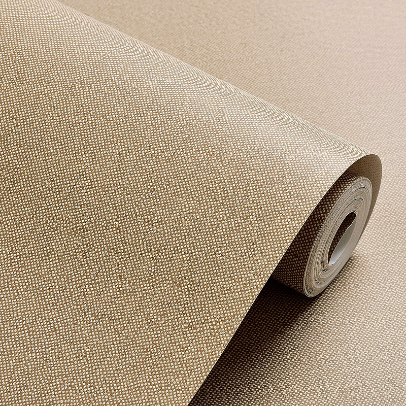 现代简约纯色素色壁纸无纺布亚麻纹素色墙纸卧室客厅电视背景墙 浅咖色5508