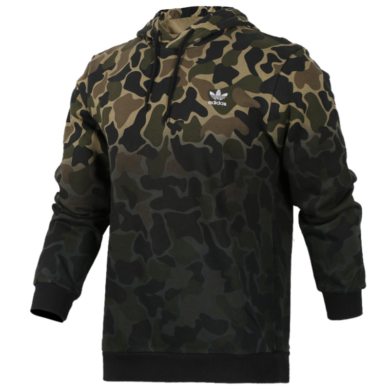 adidas三叶草男装2018春新款连帽加绒保暖运动卫衣套头衫-CE1547 XL CE1547