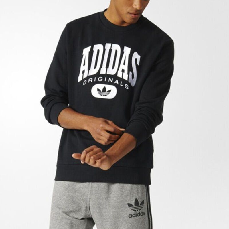 adidas阿迪达斯新款三叶草运动服圆领针织休闲卫衣套头衫-BQ3095 L 默认颜色