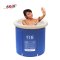 家用折叠洗澡桶塑料充气浴缸加厚保温泡澡桶儿童支架浴桶型号不确定的麻烦看一下 蓝色65*70+保温盖