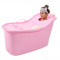 塑料浴桶泡澡桶大号儿童洗澡桶加厚沐浴桶浴缸家用洗澡盆盖粉红色1.2米升级款c 白色1.2米升级款c