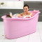 塑料浴桶泡澡桶大号儿童洗澡桶加厚沐浴桶浴缸家用洗澡盆盖粉红色1.2米升级款c 粉红色1.2米升级款c