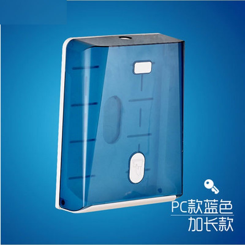 塑料擦手纸盒卫生间纸巾架抽纸盒挂式防水擦手纸架方抽纸架多色多款多功能生活日用收纳用品时尚创_8_1 PC款蓝色加长款