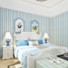 蓝色地中海竖条纹无纺布壁纸客厅卧室床头背景墙儿童房环保墙纸_8 蓝色
