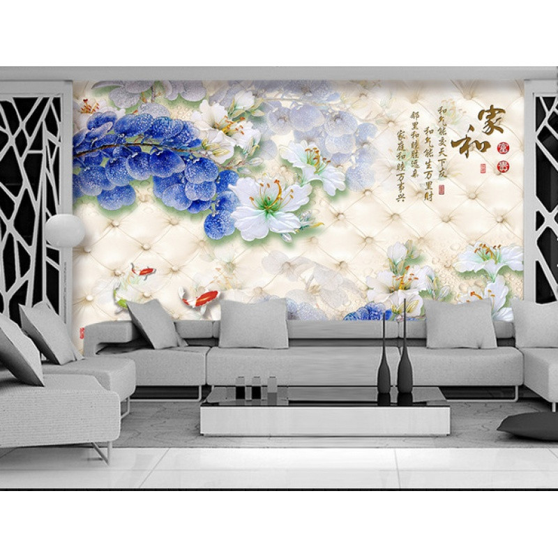 3d立体中式无缝定制电视背景墙壁纸家和富贵墙纸壁画客厅卧室墙布_6 高档亮丽油画布（整幅）