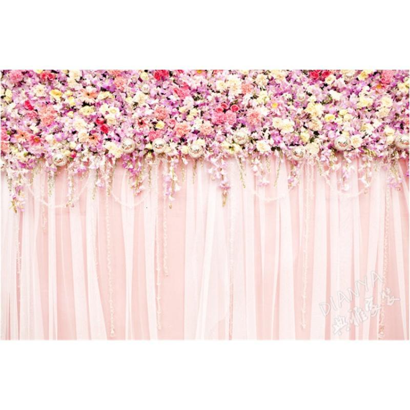 温馨粉色花卉蔷薇粉色纱帘墙纸卧室客厅沙电视背景走廊壁画壁纸_4 进口环保无纺布（拼接）/平方