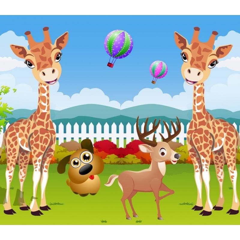 超大环保可爱动物卡通客厅卧室儿童房背景壁纸墙长颈鹿_1 时尚艺术宣绒布（拼接）
