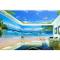 定制大型3D个性壁纸电视背景马尔代夫椰树湖光小道海景背景墙壁画_3 高档无缝真丝（整幅）