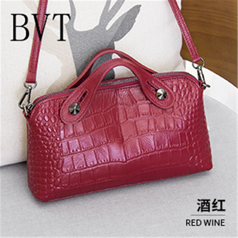 BVT女包鳄鱼纹手提包女头层牛皮单肩包女小包简约百搭真皮斜挎包 宝蓝