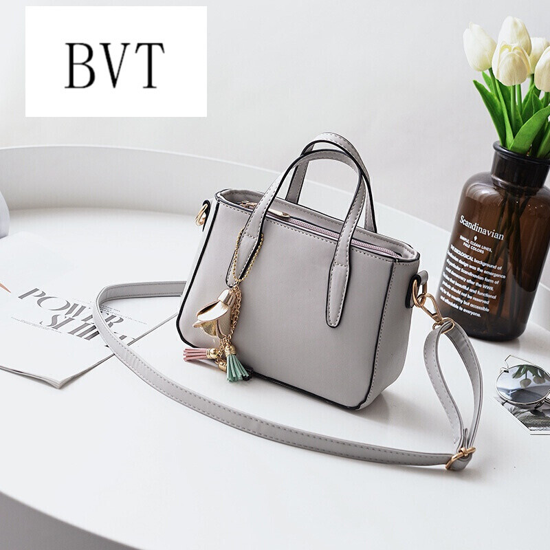 BVT新款女式休闲复古手提包小包韩版时尚单肩包简约百搭斜挎包潮 灰色