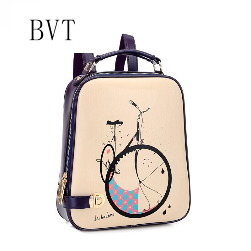 BVT学院风女双肩包韩版小清新书包双肩背包潮包旅行 黑色