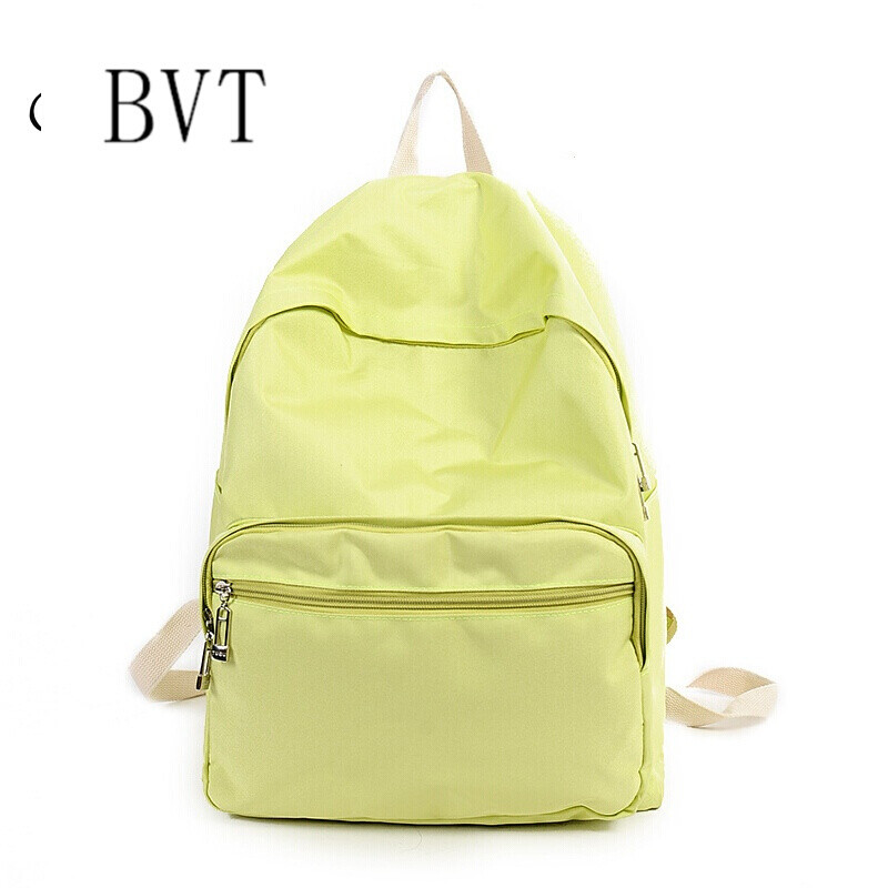 BVT学生书包新款帆布双肩包女韩版时尚学院风背包简约书包 黄色