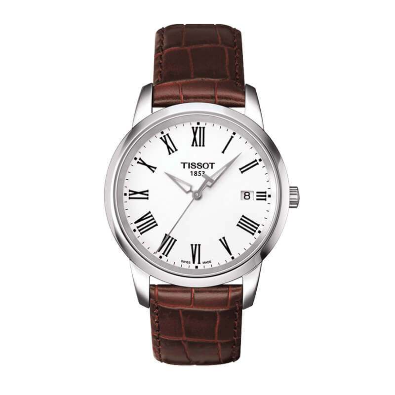 天梭(TISSOT)梦幻系列商务时尚白盘棕色皮带石英男士手表T033.410.16.013.01 T033.410.16.013.01