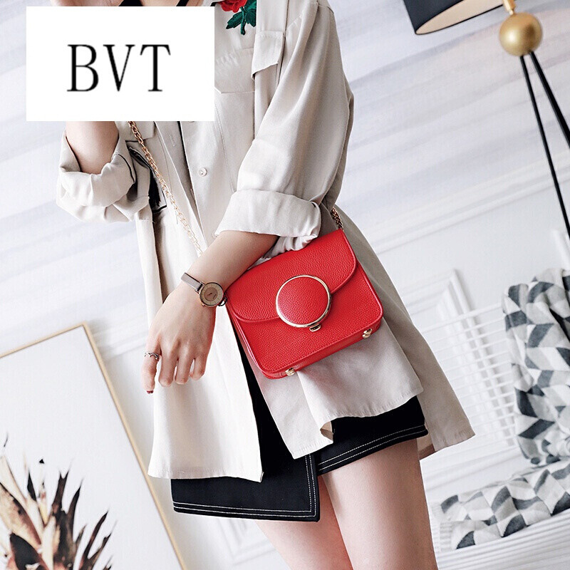 BVT单肩包女新款女包链条包包女包小方包简约百搭单肩斜挎包小包 红色