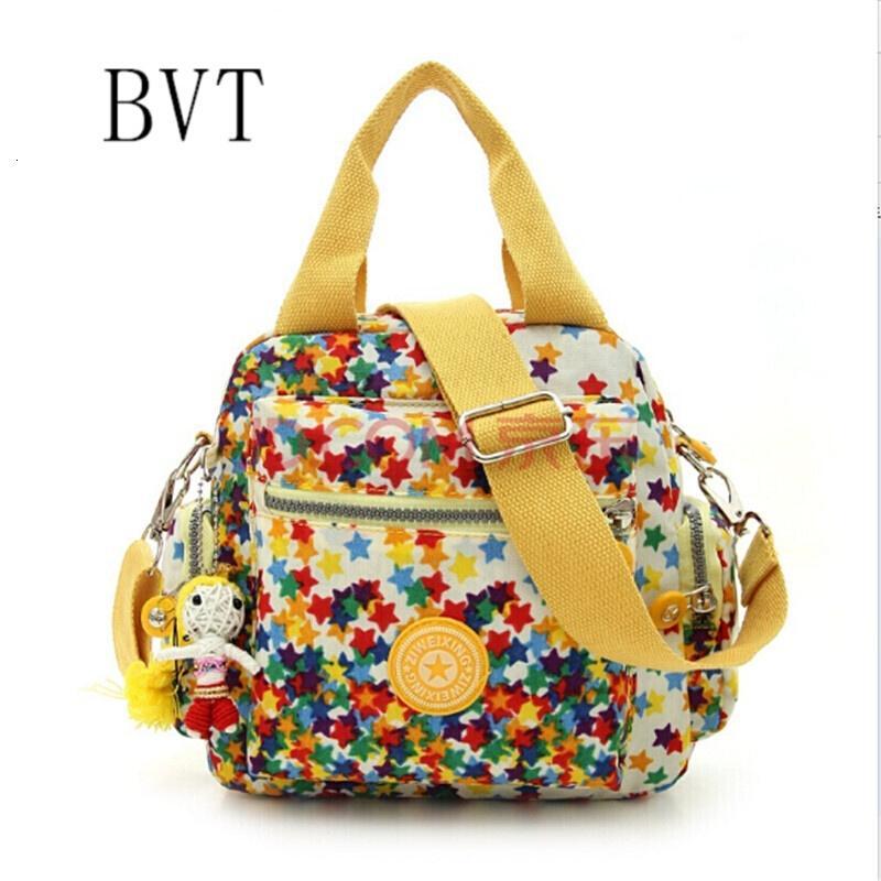 BVT韩版女士单肩包多功能帆布斜跨女包小包水洗花布包妈咪包包_9 彩色条纹