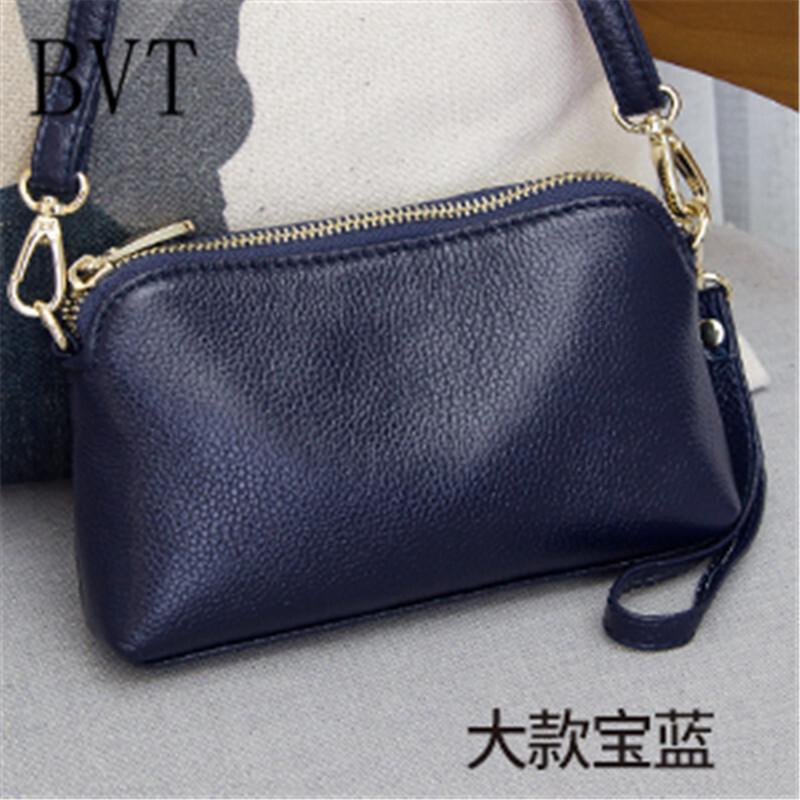 BVT时尚中年女包妈妈包真皮女士手挽包钱包简约牛皮单肩包妈妈买菜包斜跨女包_4 大款蓝色