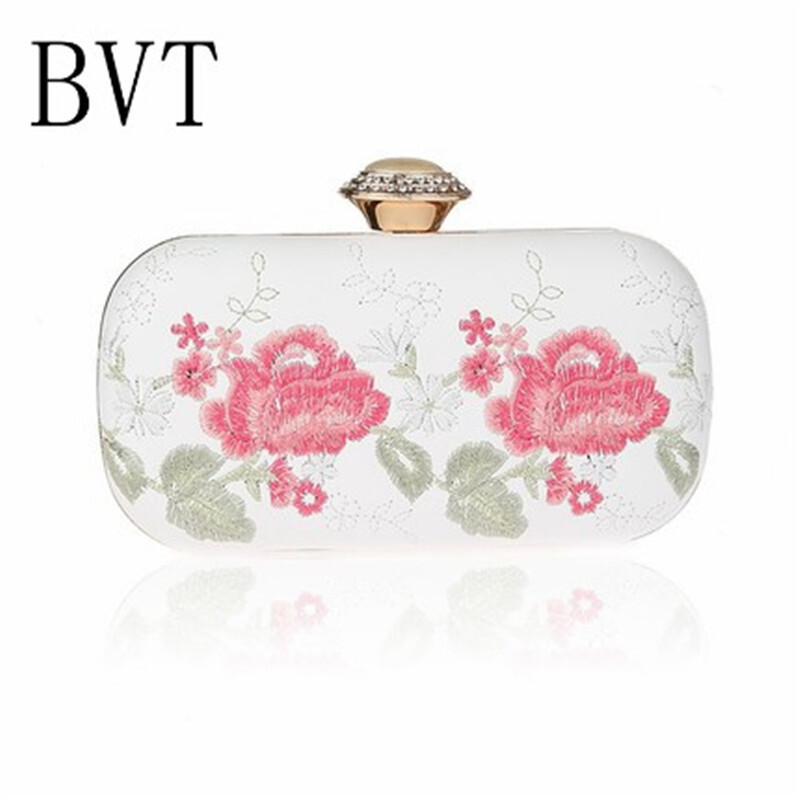 BVT欧美时尚串珠女包链条包手拿手提斜跨包晚宴包旗袍新娘包水钻亮片_1 白色