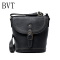 BVT包包女斜挎包迷你小包包女手工牛皮女包单肩包女包手提水桶包黑色 默认颜色