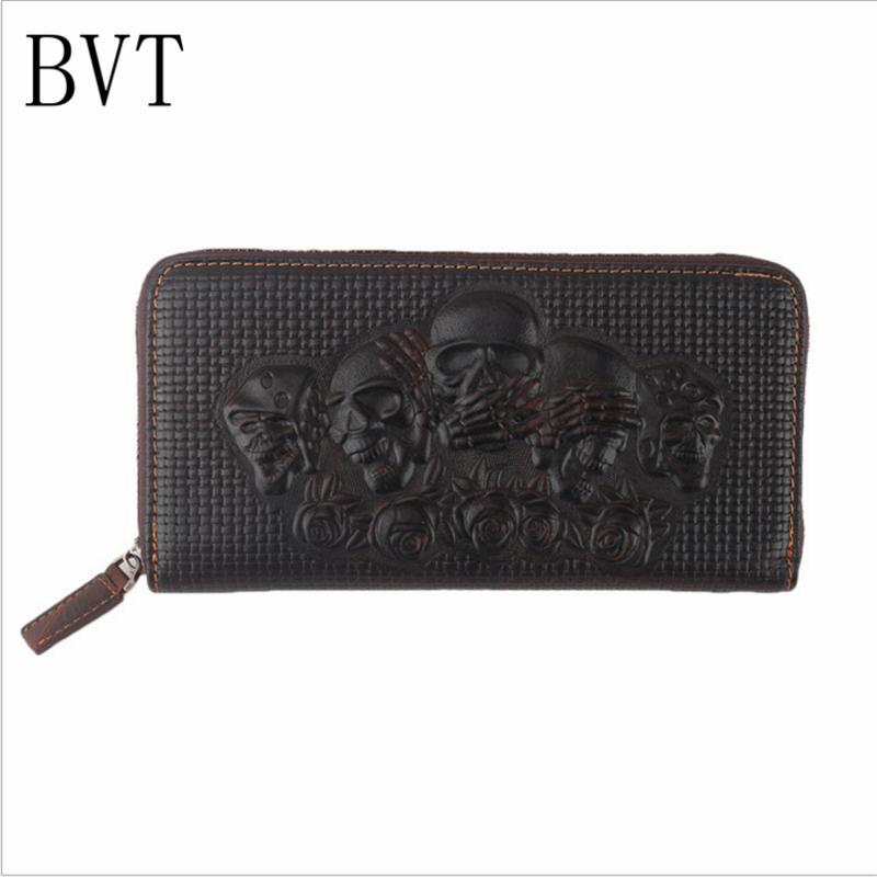 BVT青年长款手拿包男士真皮钱包简约时尚长款皮夹钱夹多卡位大容量卡包咖色_2 默认颜色