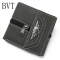 BVT钱包男软皮短款青年男式男士钱包牛皮夹学生竖款手包卡包 黑色