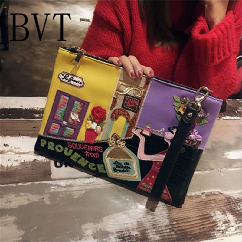 BVT立体刺绣女包真皮信封包精致手拿包女个性链条绣花女包单肩斜挎包_4 美女