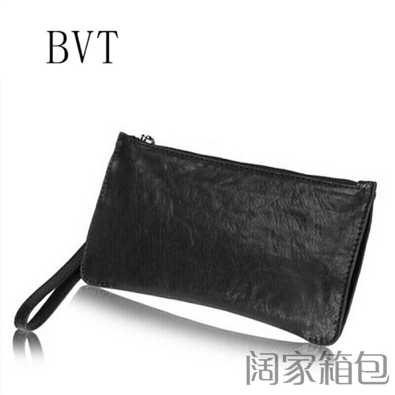 BVT男手抓包简约男士手包牛皮韩版商务包手拿包多功能钱包黑色_1 默认颜色