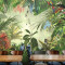 东南亚风格手绘热带雨林芭蕉叶壁纸餐厅客厅电视背景墙纸墙画_3 时尚艺术宣绒布（拼接）