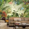 东南亚风格手绘热带雨林芭蕉叶壁纸餐厅客厅电视背景墙纸墙画_3 高档进口无缝无纺布（整幅）