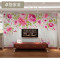 定制手绘现代中式大型壁画简约粉色花卉电视背景墙纸卧室客厅壁 无缝宣绒布一平米