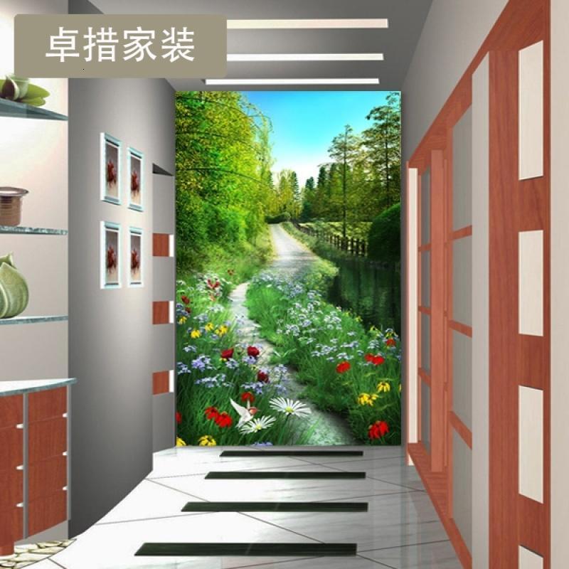 定制3d墙纸竖版大型壁画玄关走廊背景墙壁纸田园自然风景拓展_4 4D凹凸无缝工艺