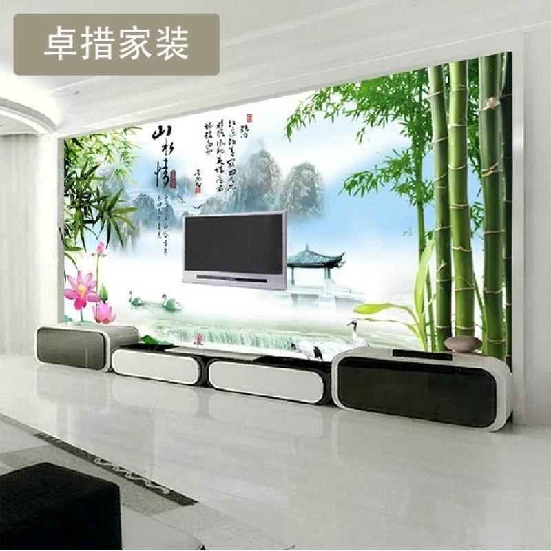 定制大型壁画3D立体电视背景墙壁纸客厅卧室墙纸影视墙画山水情_0 无缝真丝布一平米