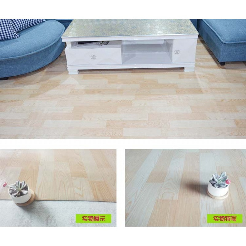 加厚塑料地毯PVC塑胶地板耐磨防水防滑家用商用实心地板革工程革_1_8 默认尺寸 米白色超厚白木纹