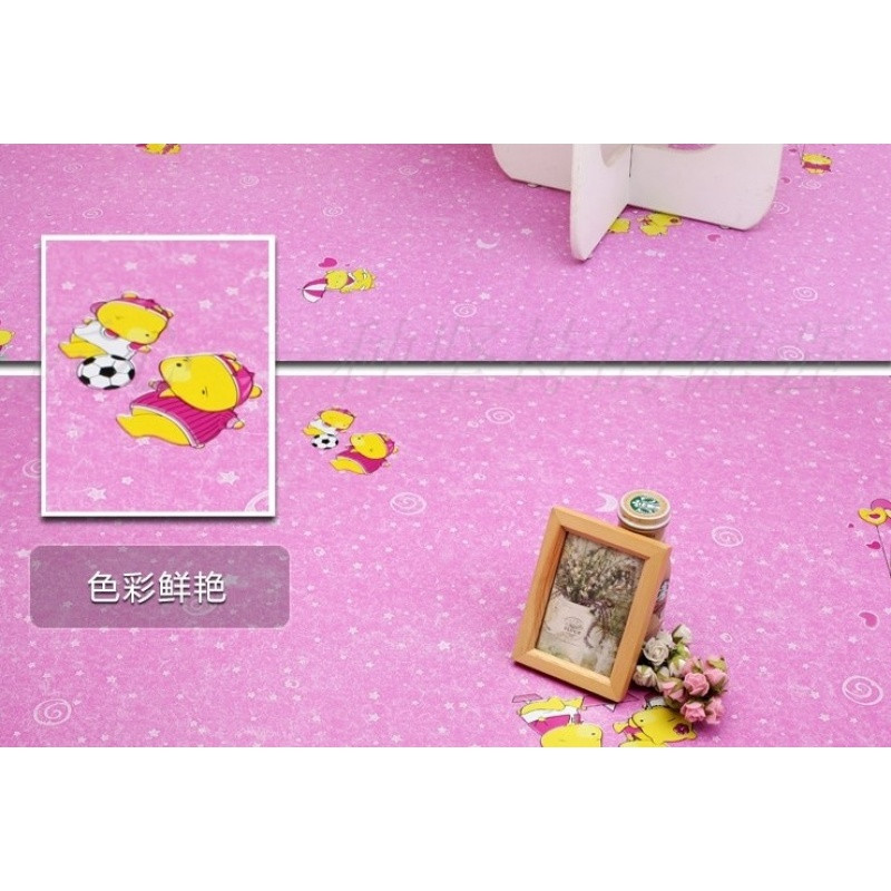 自粘地板PVC大理石纹木纹地板革地贴卧室地板胶环保家用地板贴纸_1 默认尺寸 粉红色加厚粉色卡通