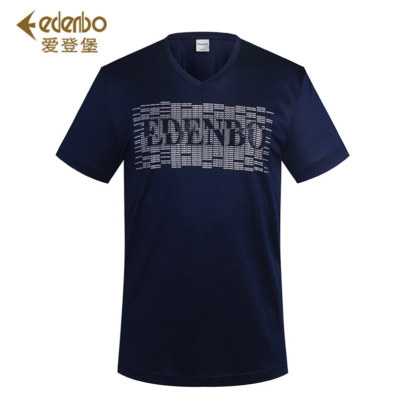 Edenbo/爱登堡T恤男装时尚休闲短袖T恤男中青年夏季短袖T恤男青年_1 185/3XL 深宝蓝01