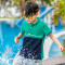 米妮哈鲁童装2018夏装新款男童韩版短袖中大童拼接T恤ZE7948熣 140cm(140/68) 绿色