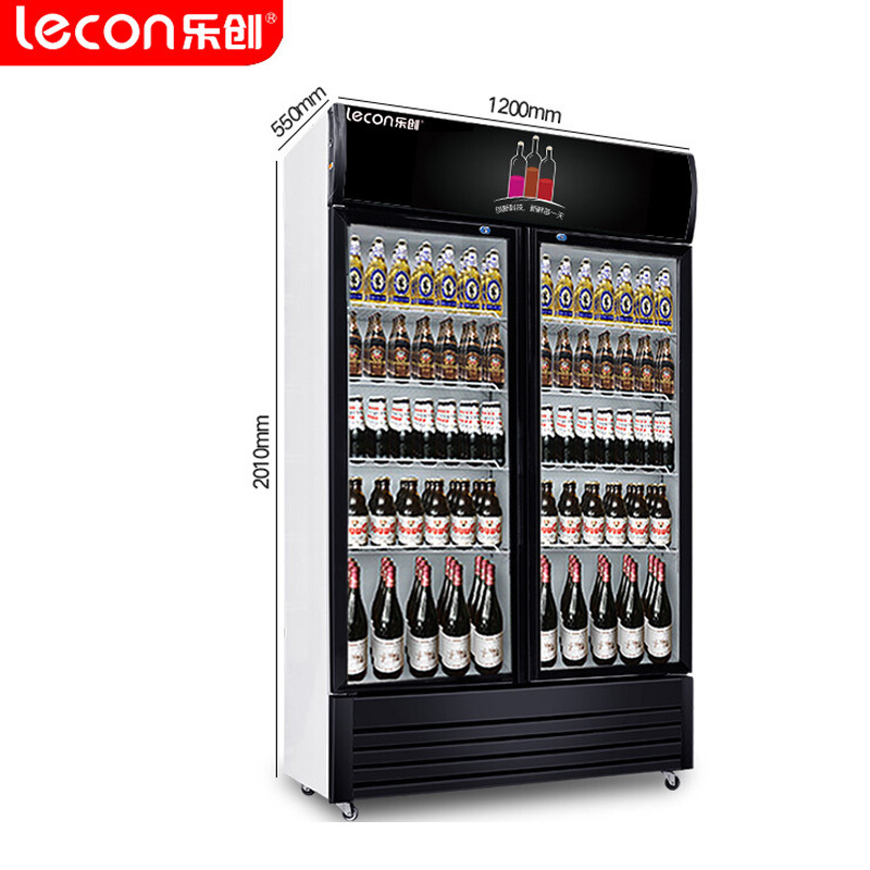 乐创（lecon）商用展示柜 800L 冷藏饮料柜 冰柜立式冰箱 双门风冷